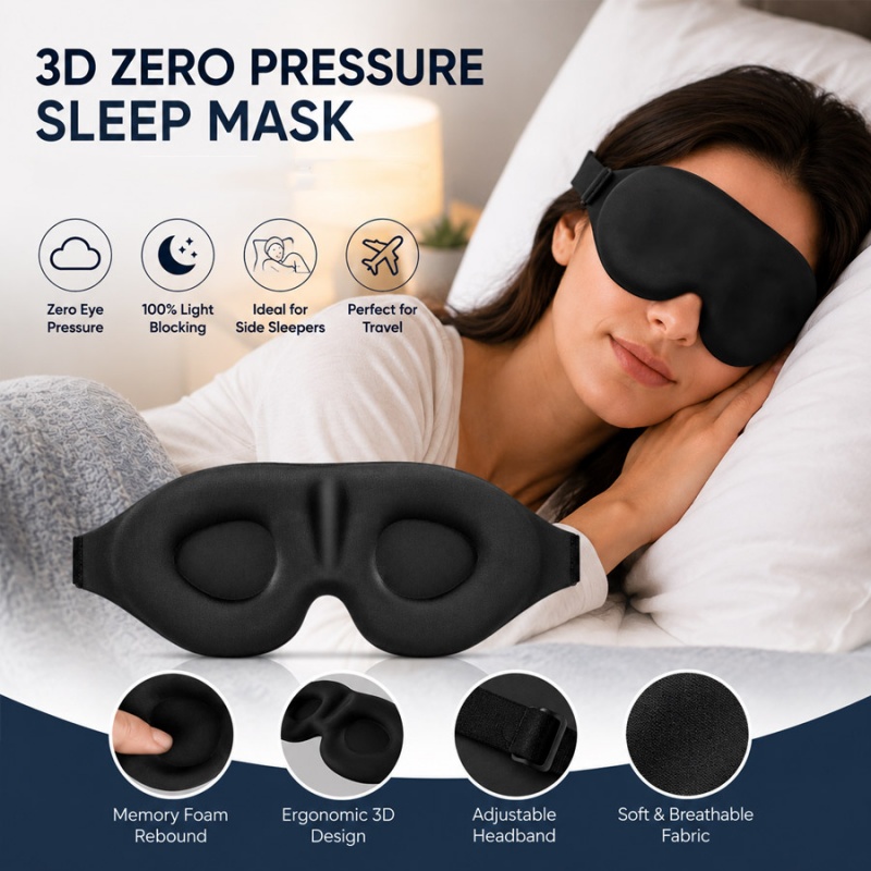 Travel Accessories Eye Mask - Masker Mata Tidur 3D Nyaman, Penahan