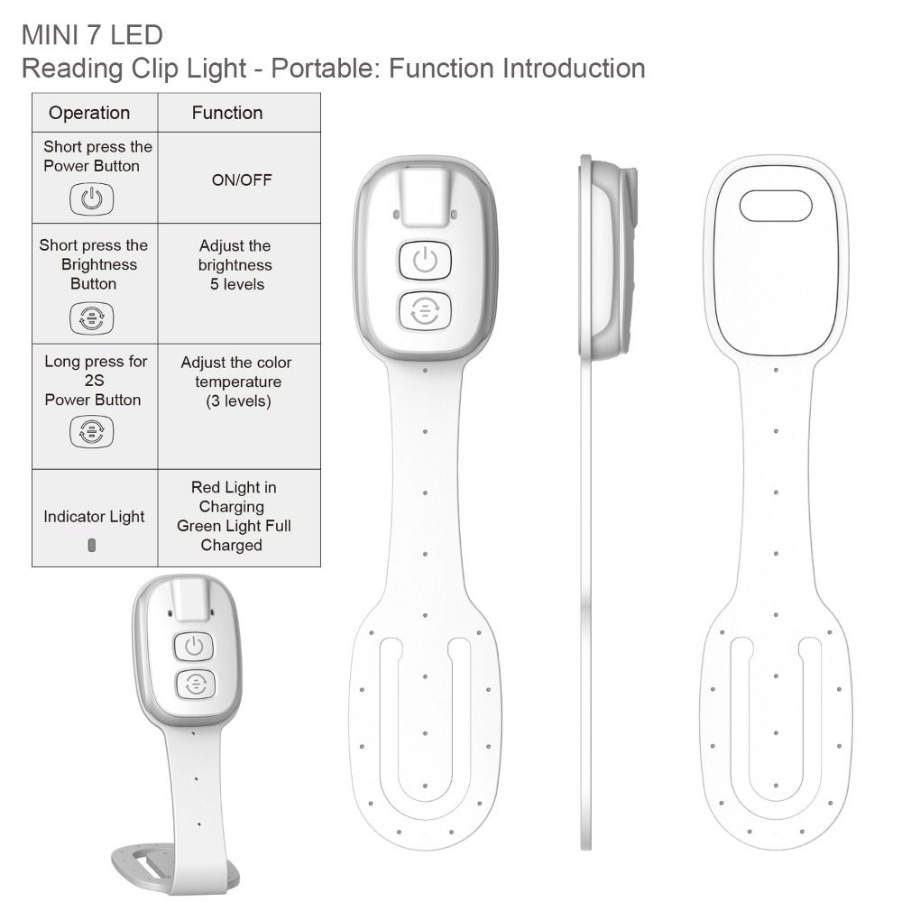 Lampu Buku Clip-On 2-in-1 deng - Travel Reading Accessories ulasan dan harga