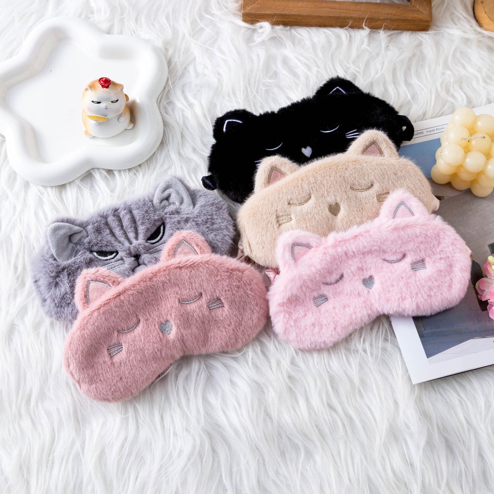 Masker Tidur Boneka Kucing Luc - Travel Accessories Eye Mask ulasan dan harga